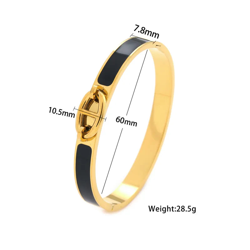 Modern Titanium Steel 18K Gold Plated Pig Nose Bangle