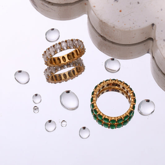 Fashion γεωμετρικό δαχτυλίδι με ζιργκόν από ατσάλι