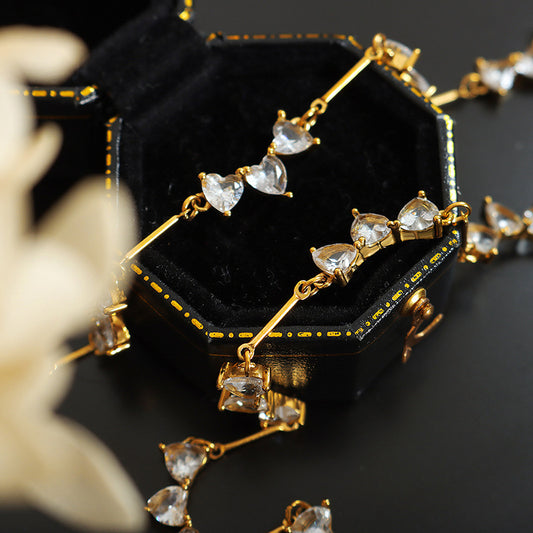 Elegant Heart Shape Titanium Steel Necklace Inlay Zircon Stainless Steel Necklaces