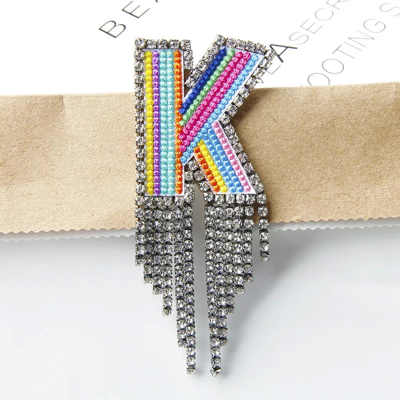 Novelty Fashion Letter Metal Embroidery Plating Rhinestones Unisex Rhinestone Brooches