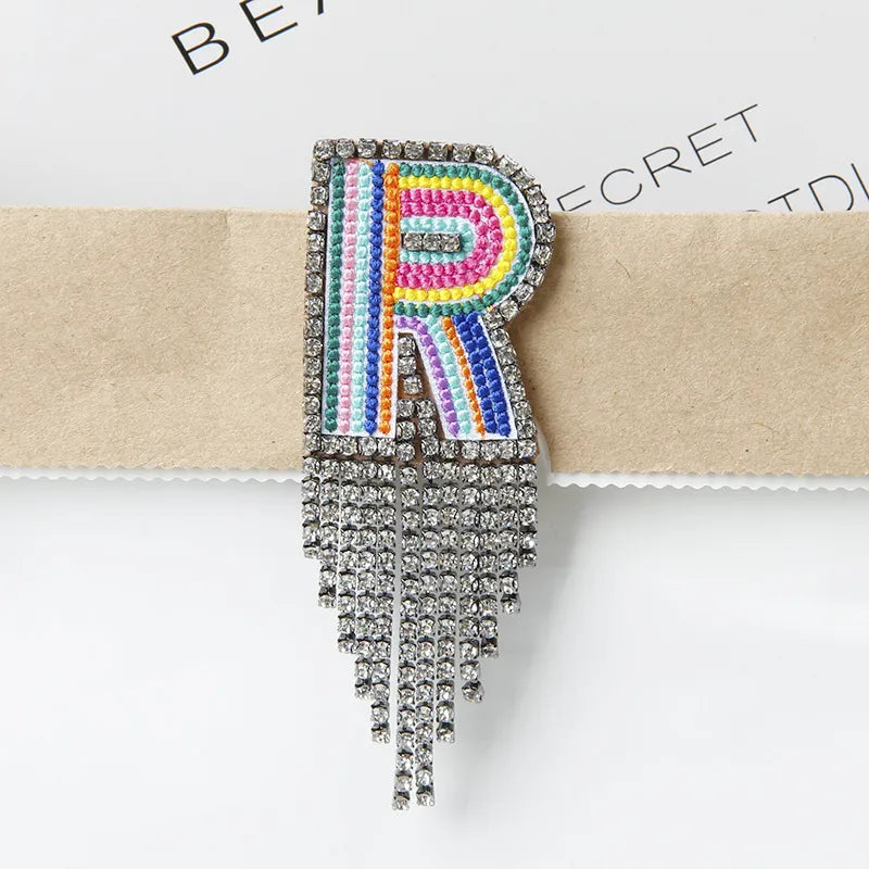 Novelty Fashion Letter Metal Embroidery Plating Rhinestones Unisex Rhinestone Brooches