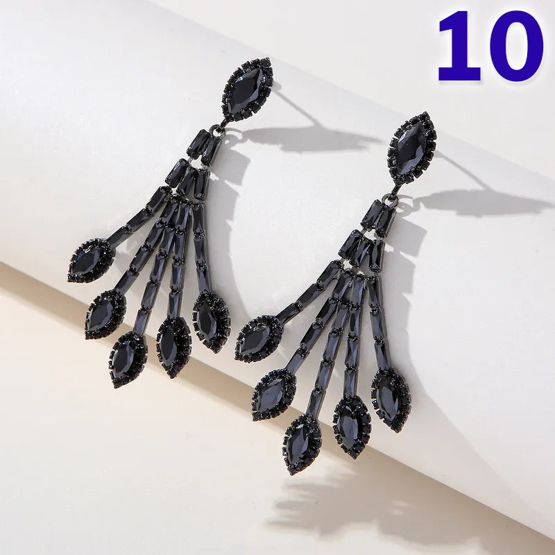 Fashion Tassel Copper Plating Inlay Artificial Diamond Pearl Drop Earrings, pack of 2 pieces