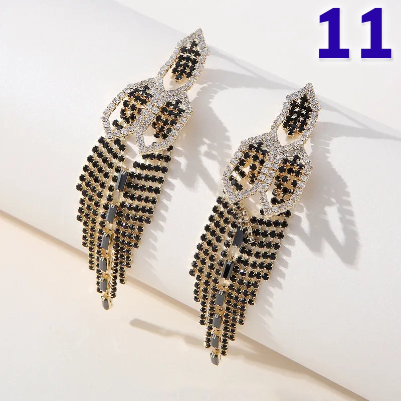 Fashion Tassel Copper Plating Inlay Artificial Diamond Pearl Drop Earrings, pack of 2 pieces