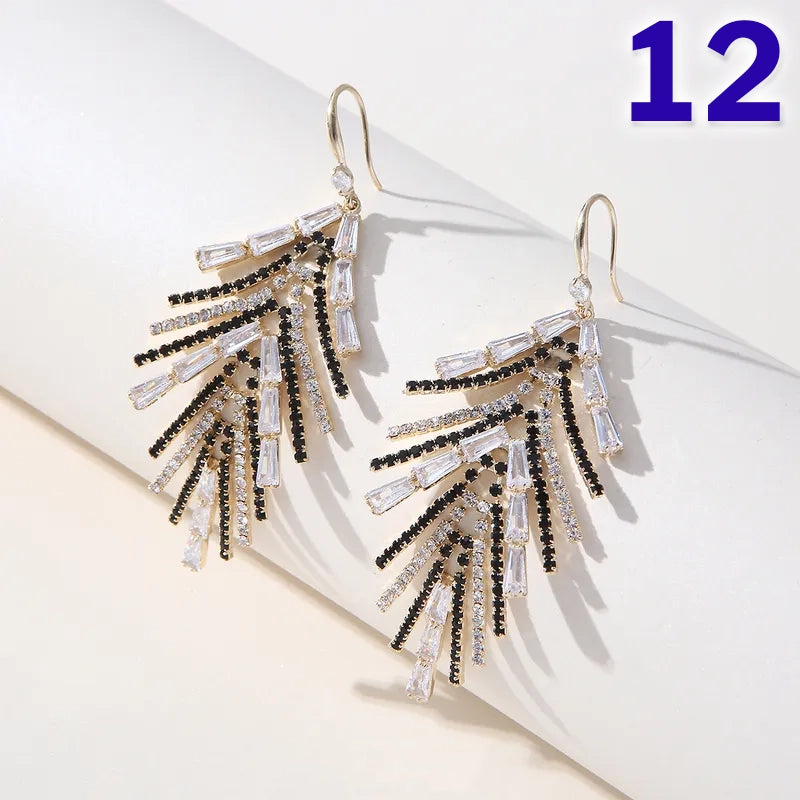 Fashion Tassel Copper Plating Inlay Artificial Diamond Pearl Drop Earrings, pack of 2 pieces