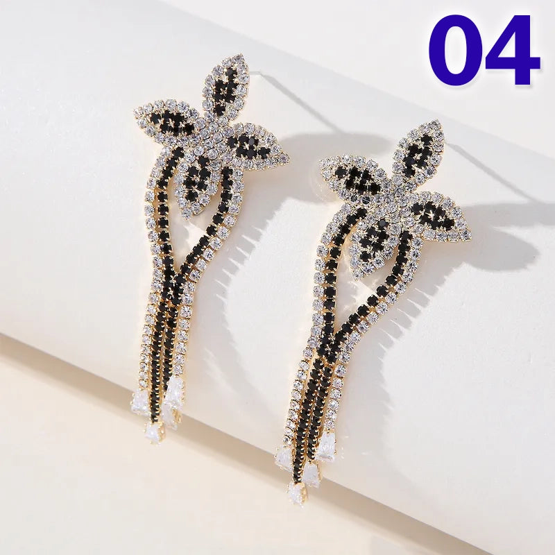 Fashion Tassel Copper Plating Inlay Artificial Diamond Pearl Drop Earrings, pack of 2 pieces