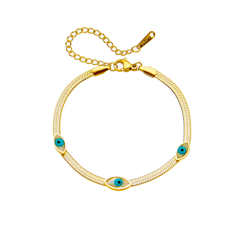 Retro Evil Eye Titanium Steel Enamel Bracelets