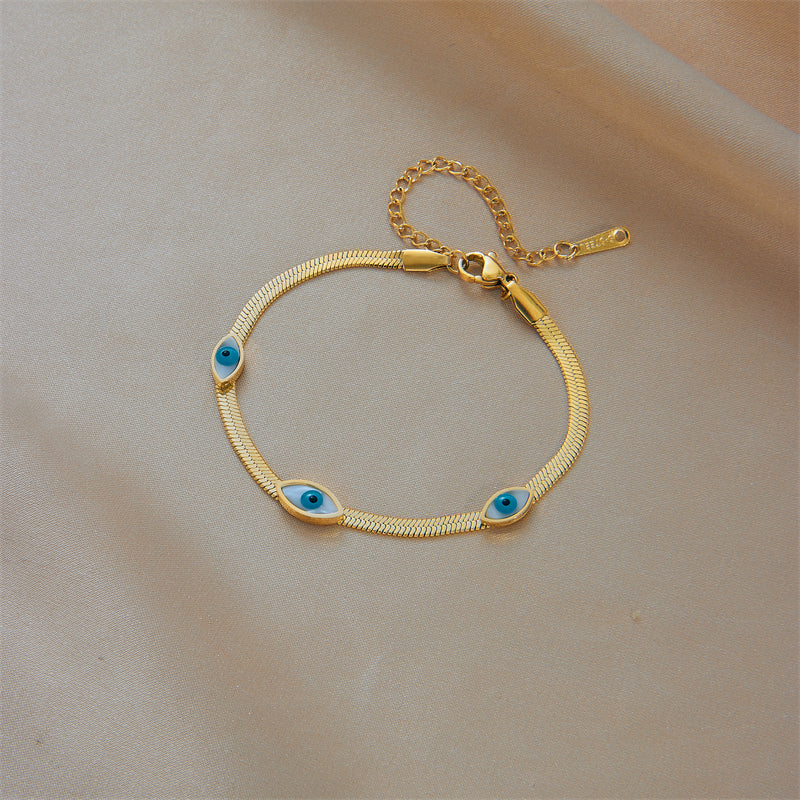 Retro Evil Eye Titanium Steel Enamel Bracelets