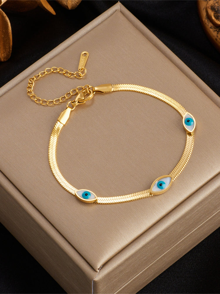 Retro Evil Eye Titanium Steel Enamel Bracelets