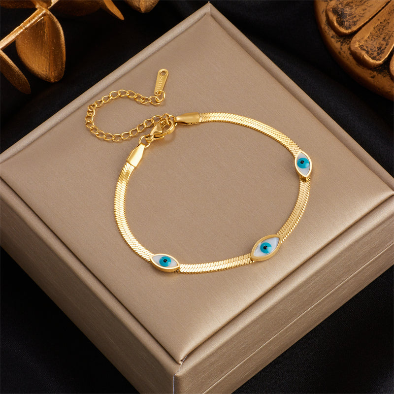 Retro Evil Eye Titanium Steel Enamel Bracelets