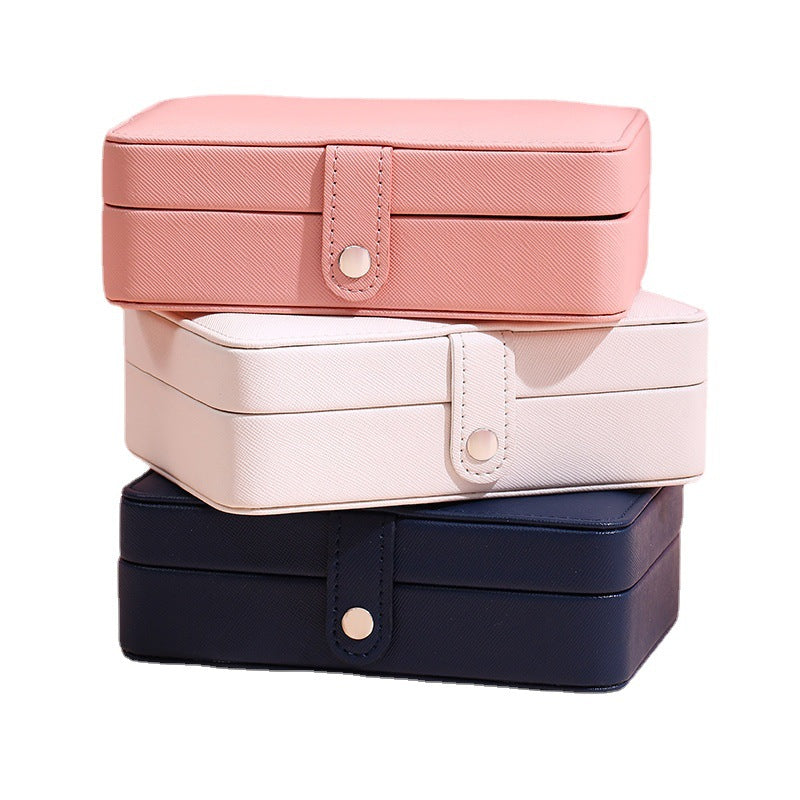 Fashion Solid Color Pu Leather Jewelry Boxes, pack of 2 pieces
