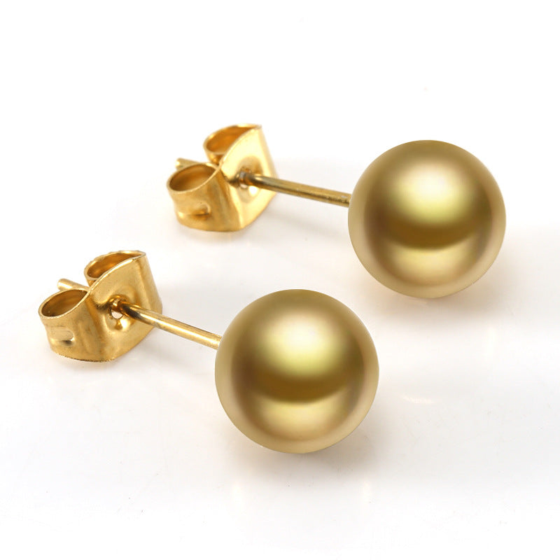 Elegant Geometric Stainless Steel Inlay Artificial Pearls Zircon Ear Studs