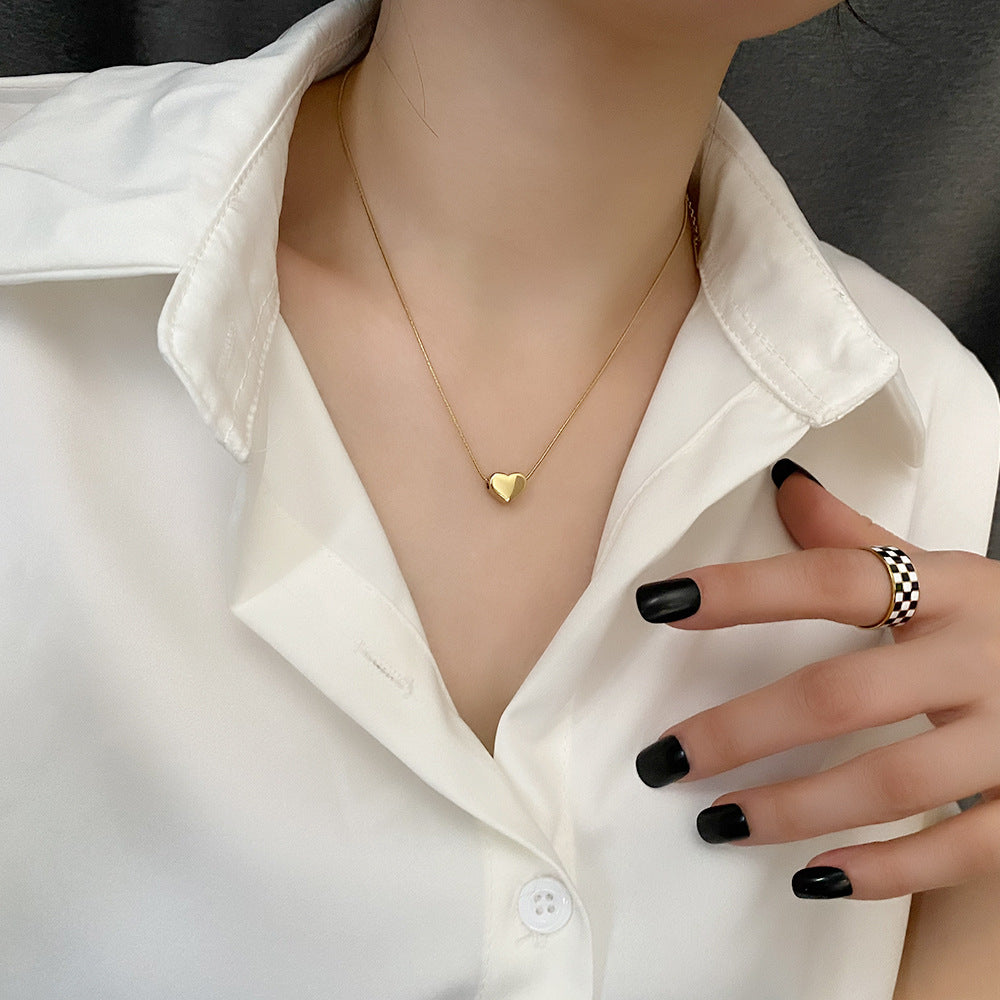 Fashion Heart Shape Titanium Steel Plating Necklace