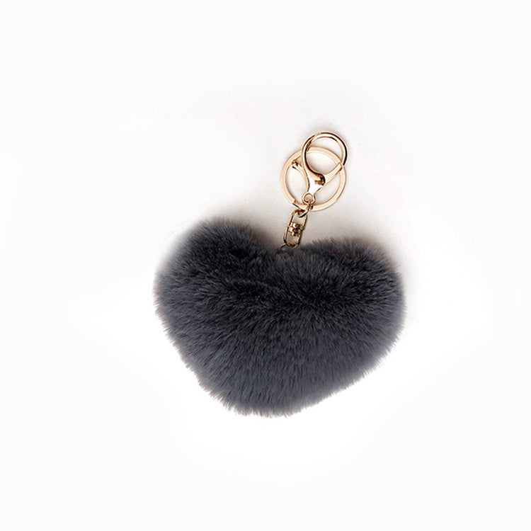 Heart Shape Synthetic Fibre Women's Bag Pendant Keychain