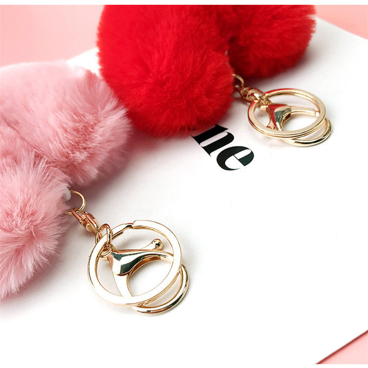 Heart Shape Synthetic Fibre Women's Bag Pendant Keychain