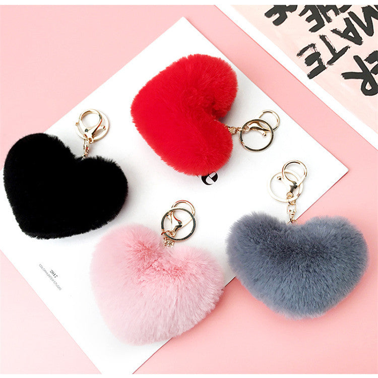 Heart Shape Synthetic Fibre Women's Bag Pendant Keychain