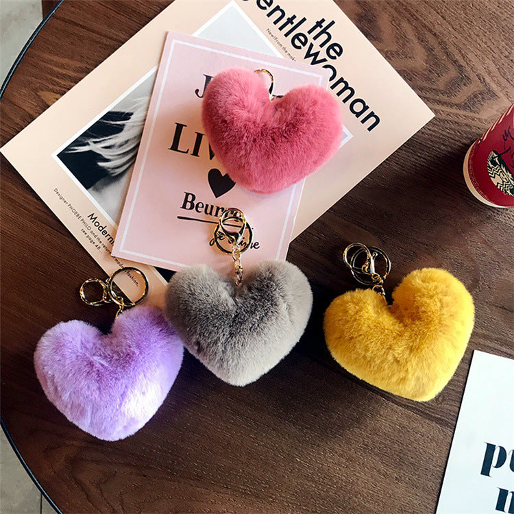 Heart Shape Synthetic Fibre Women's Bag Pendant Keychain