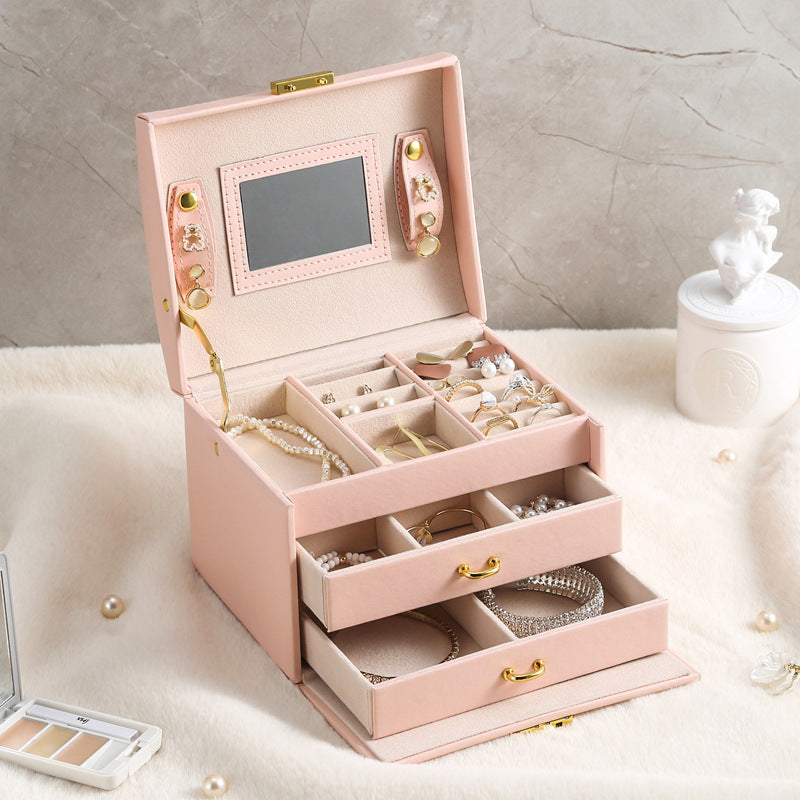 Fashion Solid Color Leather Jewelry Box