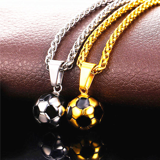 Football Titanium Steel Polishing Pendant Necklace