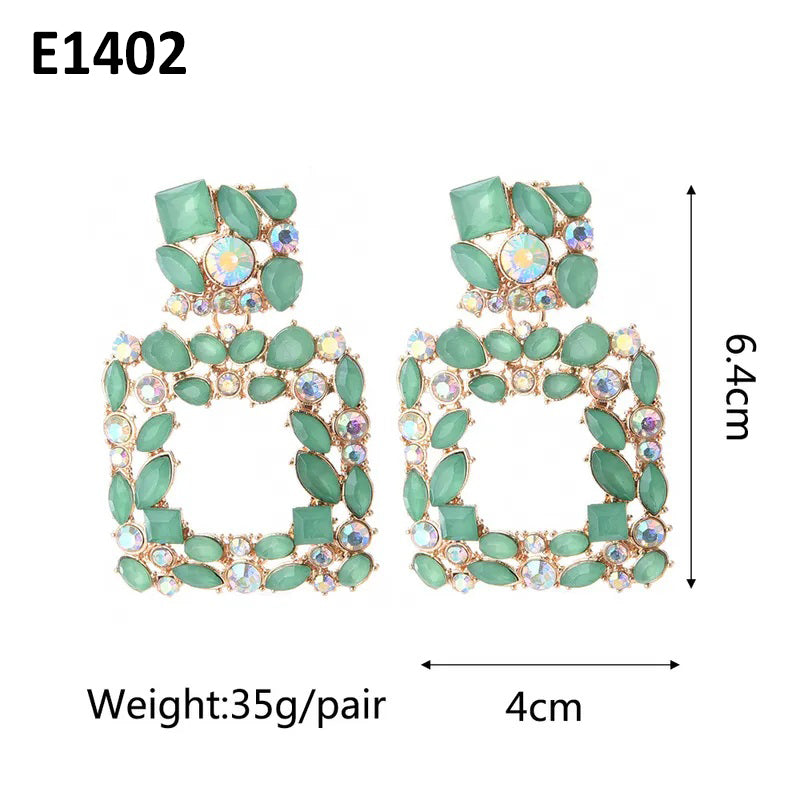 Retro Geometric Alloy Tassel Plating Inlay Artificial Gemstones Women's Earrings