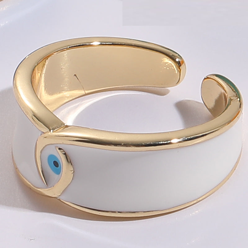 Vintage Style Devil'S Eye Copper Enamel Gold Plated Open Ring