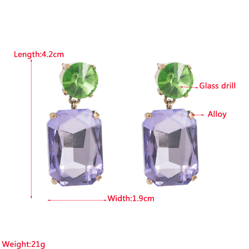 Classic Style Square Alloy Inlay Rhinestones Women'S Drop Earrings