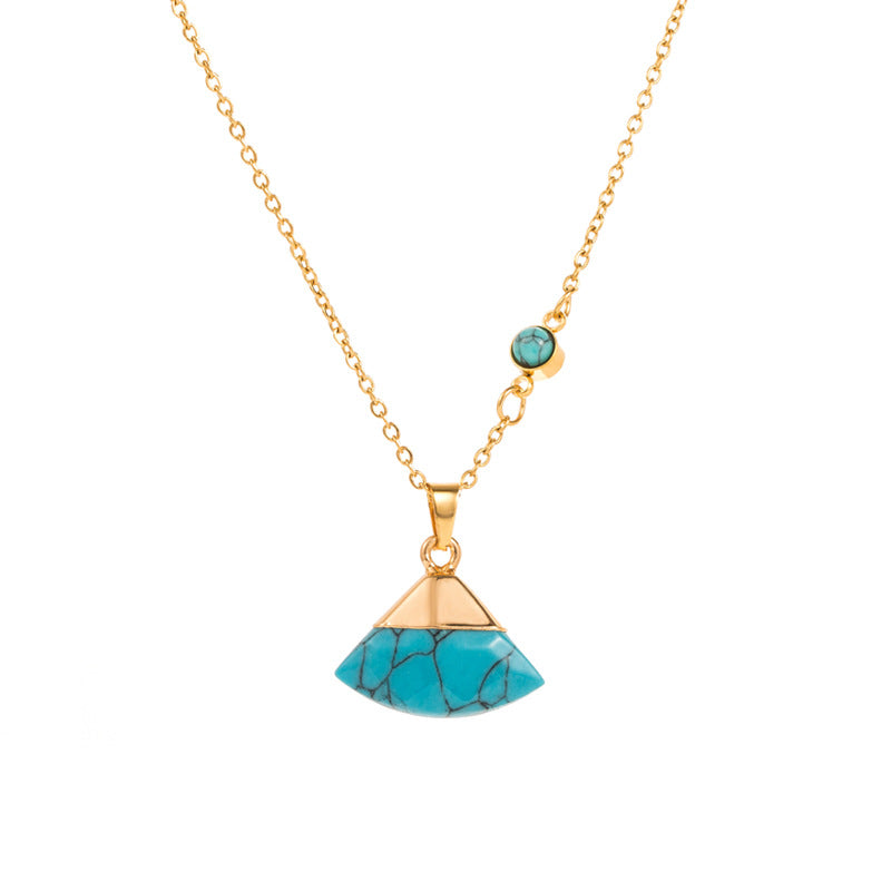 Fashion Geometric Titanium Steel Plating Turquoise Pendant Necklace