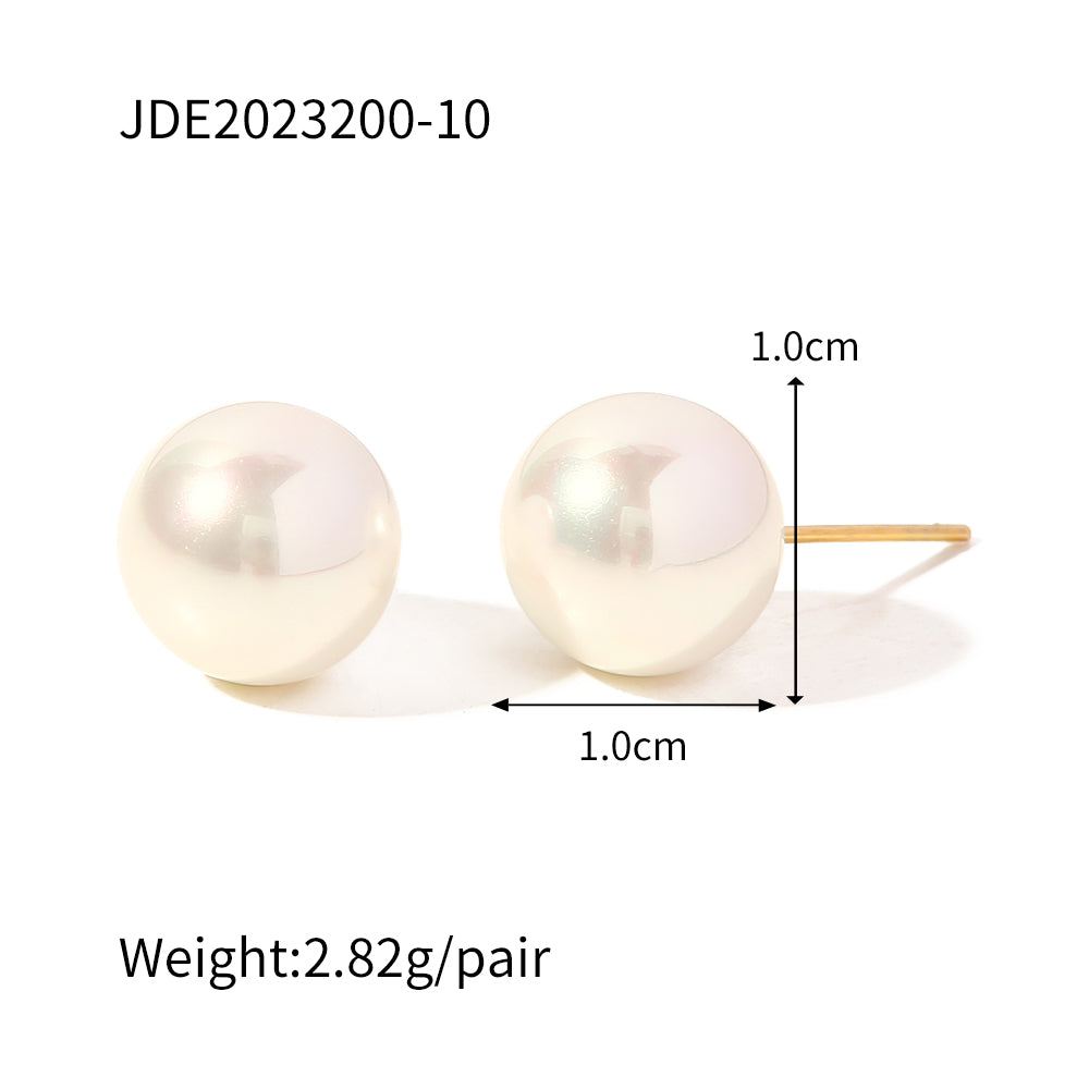 Elegant Round Inlay 304 Stainless Steel Pearl Ear Studs