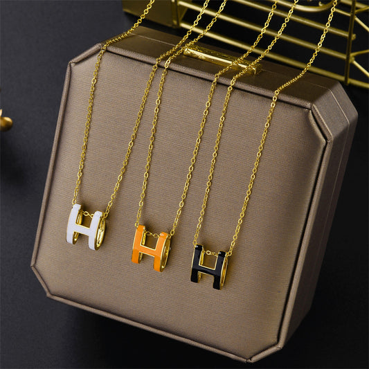 Fashion Letter Titanium Steel Pendant Necklace