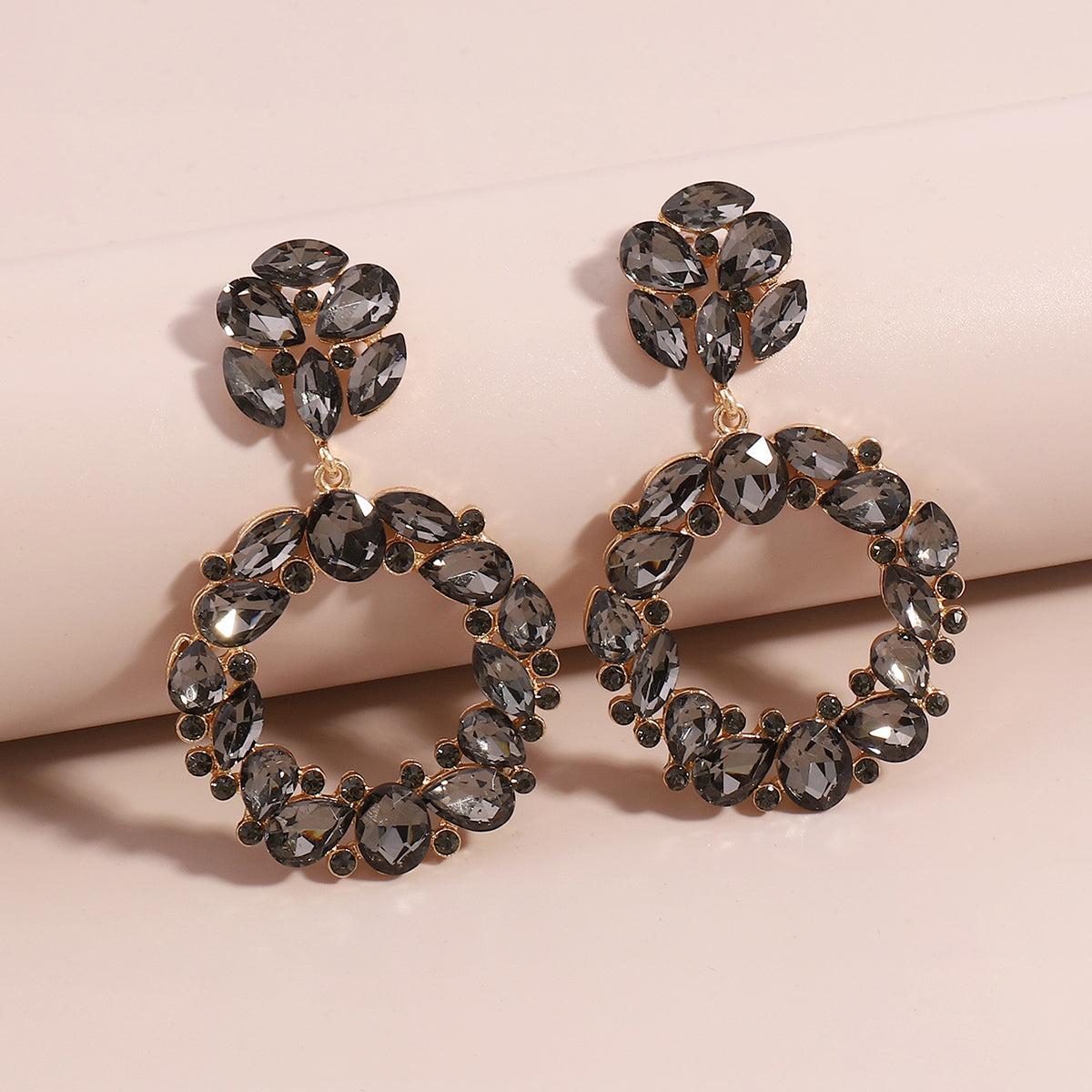 Retro Circle Women'S Drop Earrings by Alloy with Rhinestones