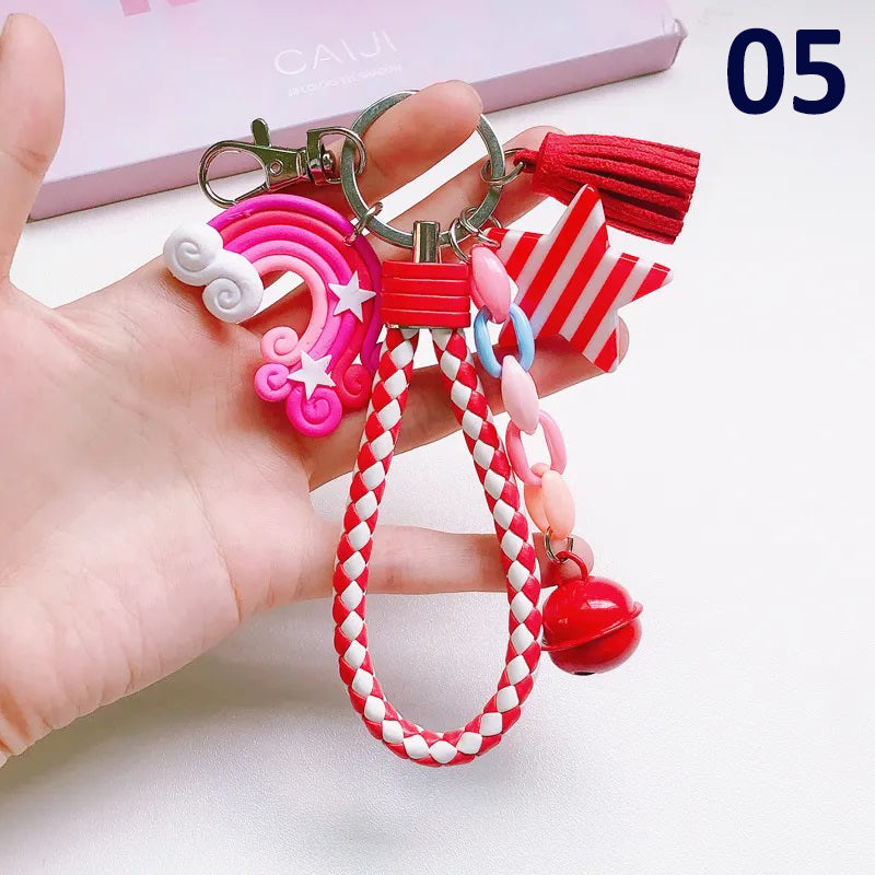 Cute Rainbow Star Bell Metal Unisex Bag Pendant Keychain