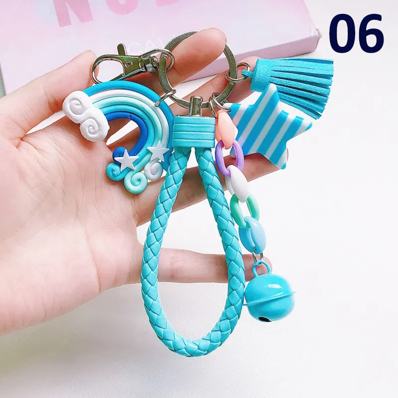 Cute Rainbow Star Bell Metal Unisex Bag Pendant Keychain