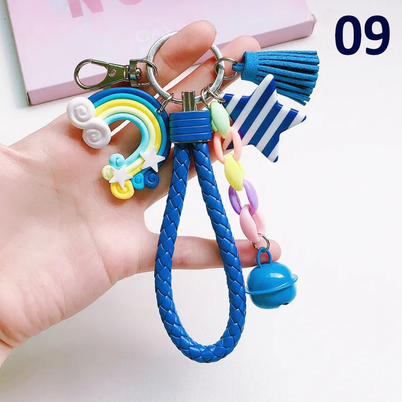 Cute Rainbow Star Bell Metal Unisex Bag Pendant Keychain