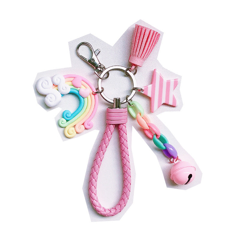 Cute Rainbow Star Bell Metal Unisex Bag Pendant Keychain