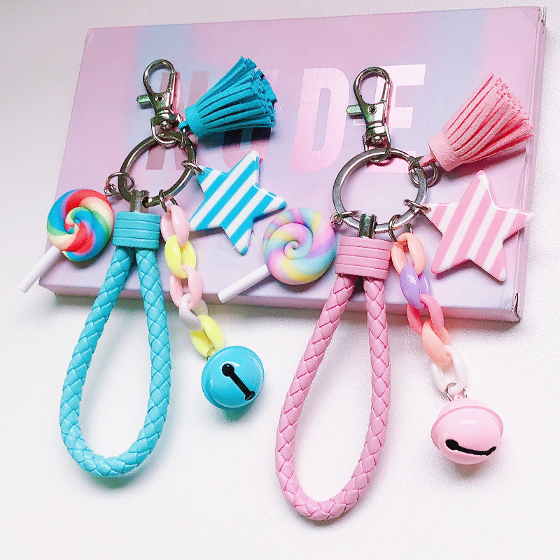 Cute Rainbow Star Bell Metal Unisex Bag Pendant Keychain