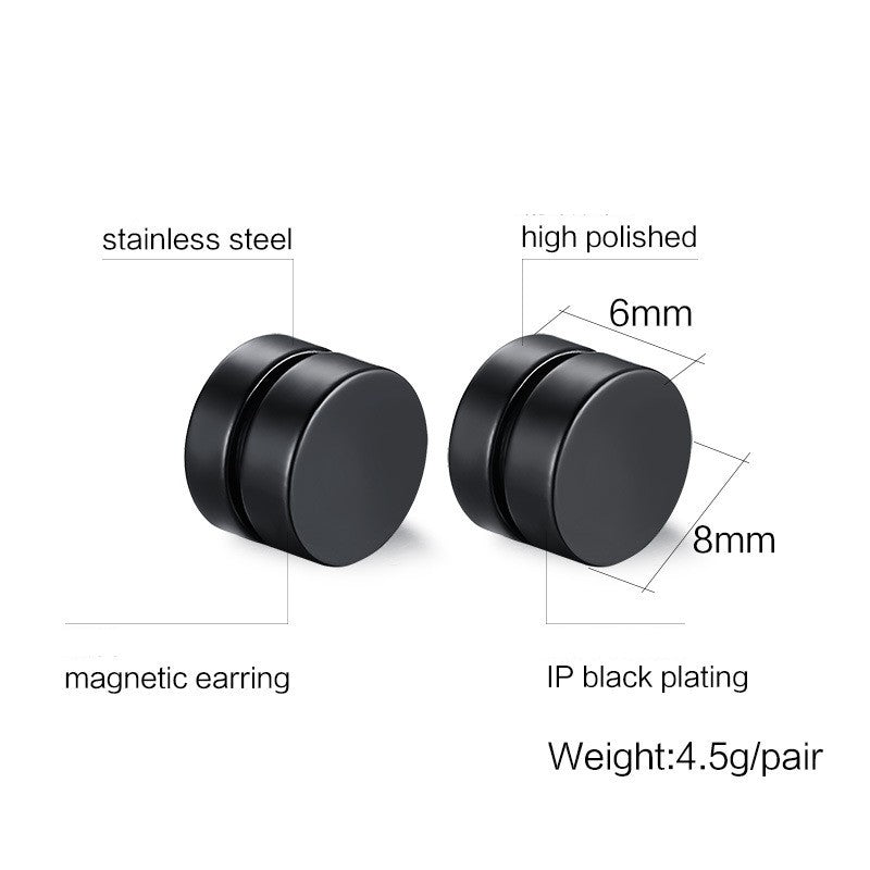 1 Pair Simple Style Round Titanium Steel Magnetic Men'S Ear Clips