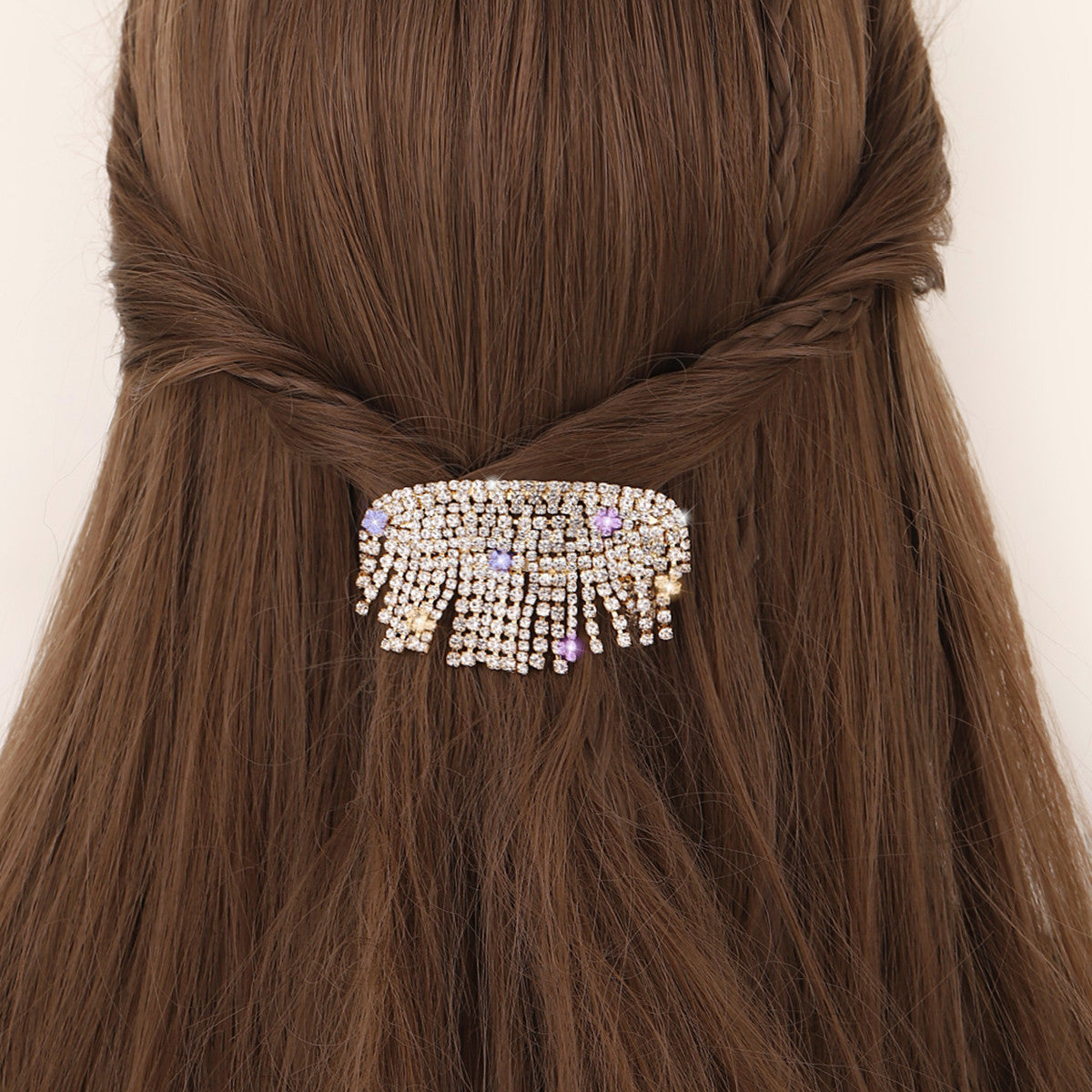 Fashion Geometric Rhinestone Plating Rhinestones Hair Clip, pack of 2