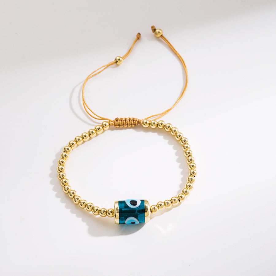Classic Style Devil's Eye Glass Rope Copper 18k Gold Plated Bracelets