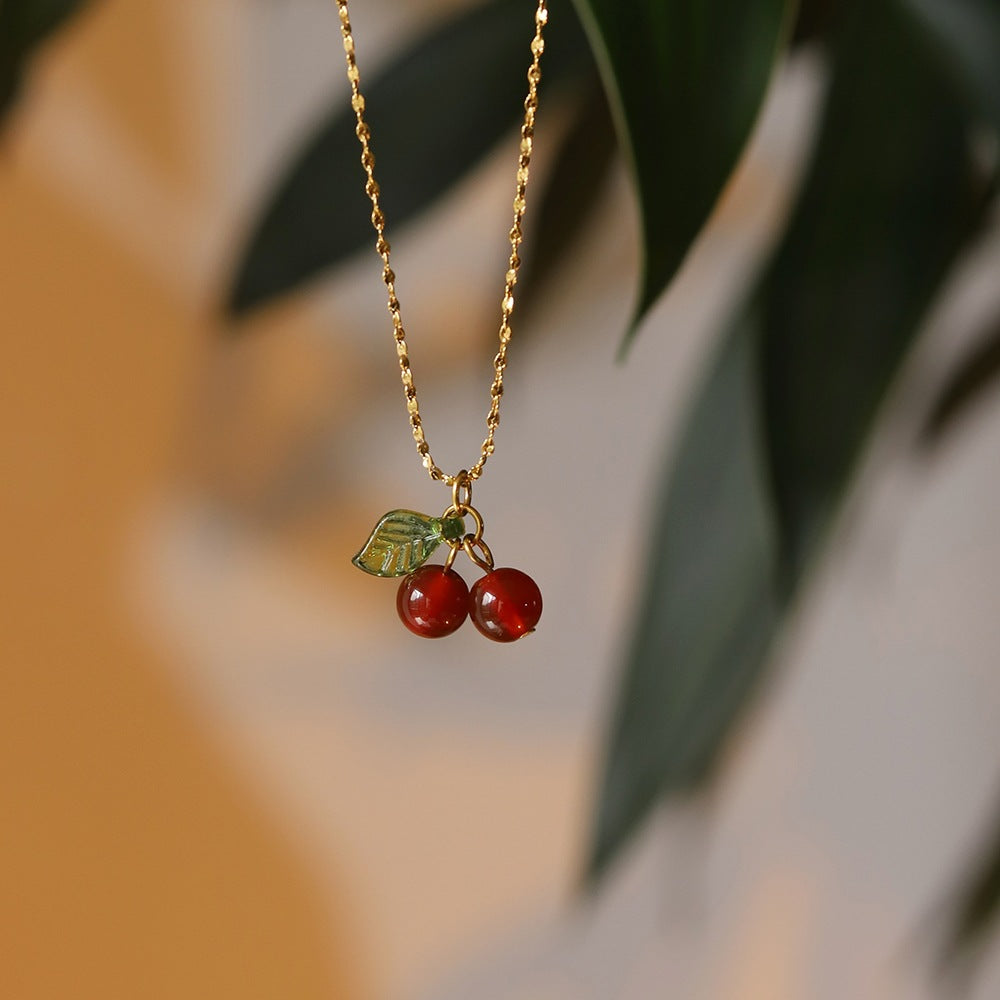 Retro Cherry 304 Stainless Steel Necklace