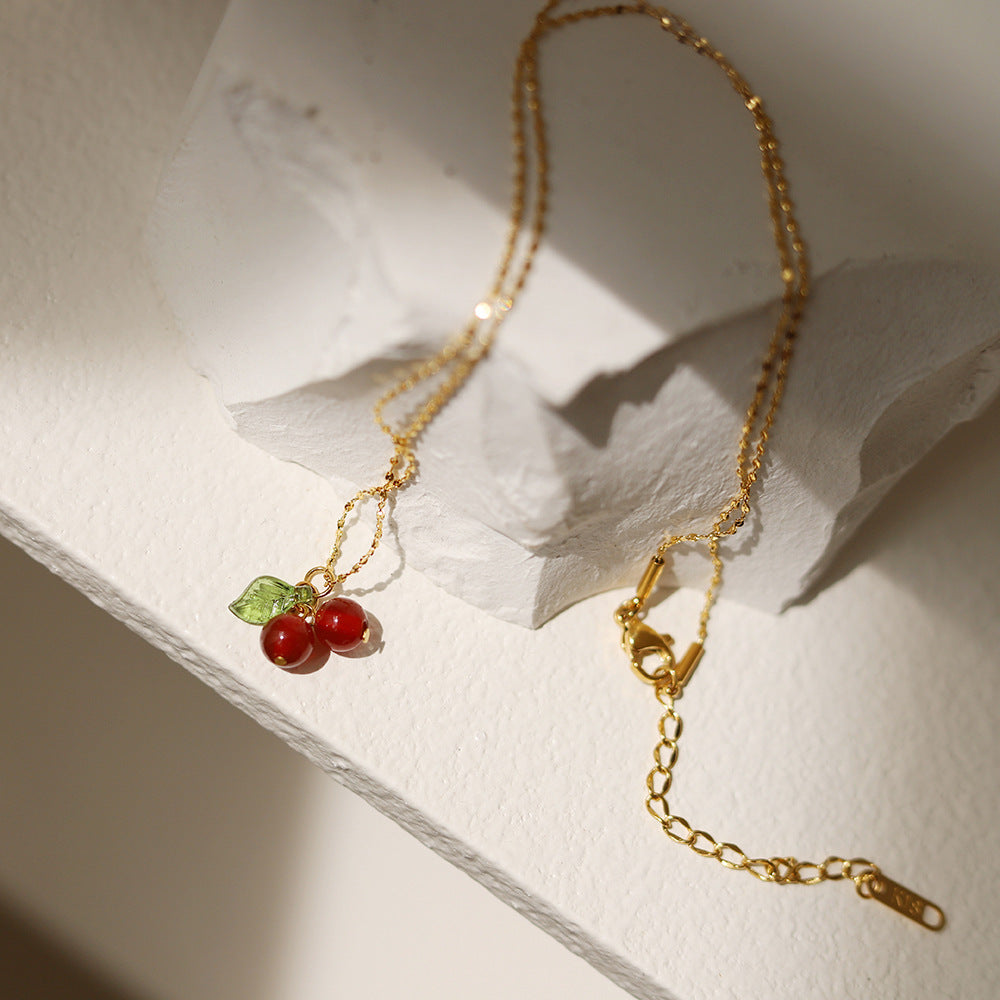 Retro Cherry 304 Stainless Steel Necklace