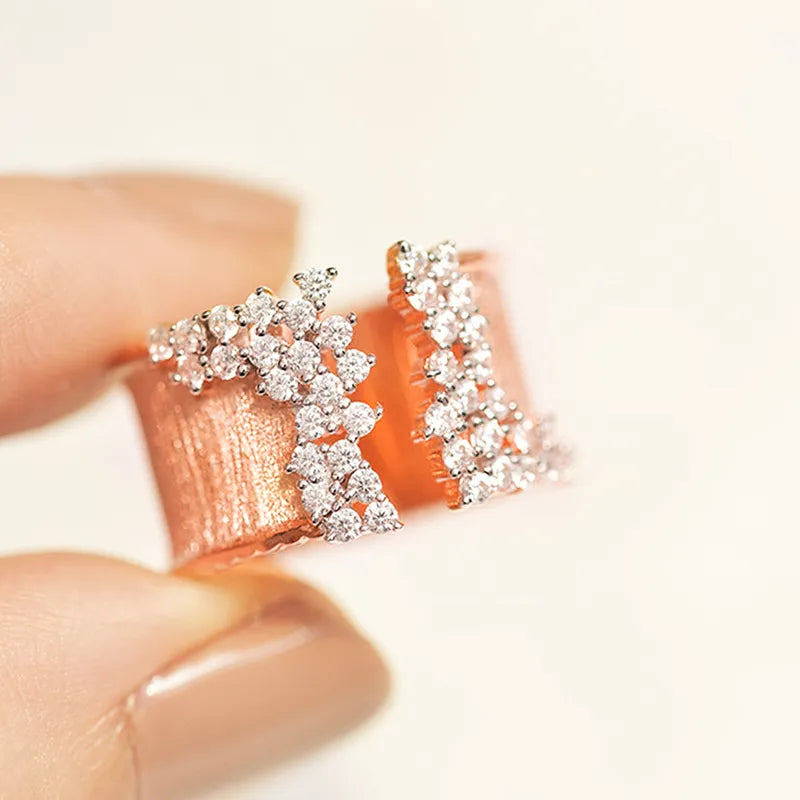 Fashion Irregular Copper Inlay Zircon Open Ring