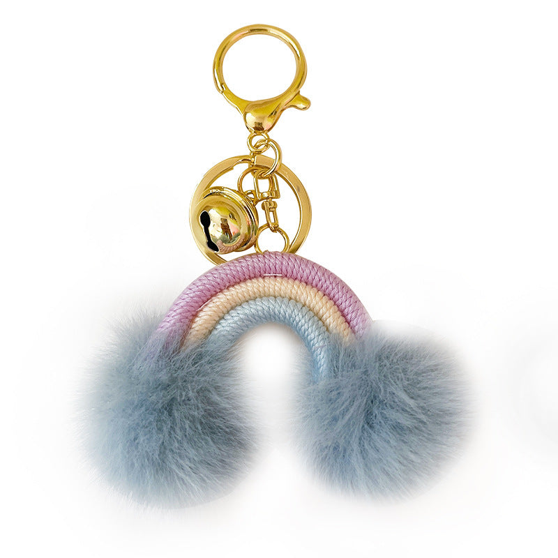 Cute Rainbow Cotton String Knitting Women's Keychain