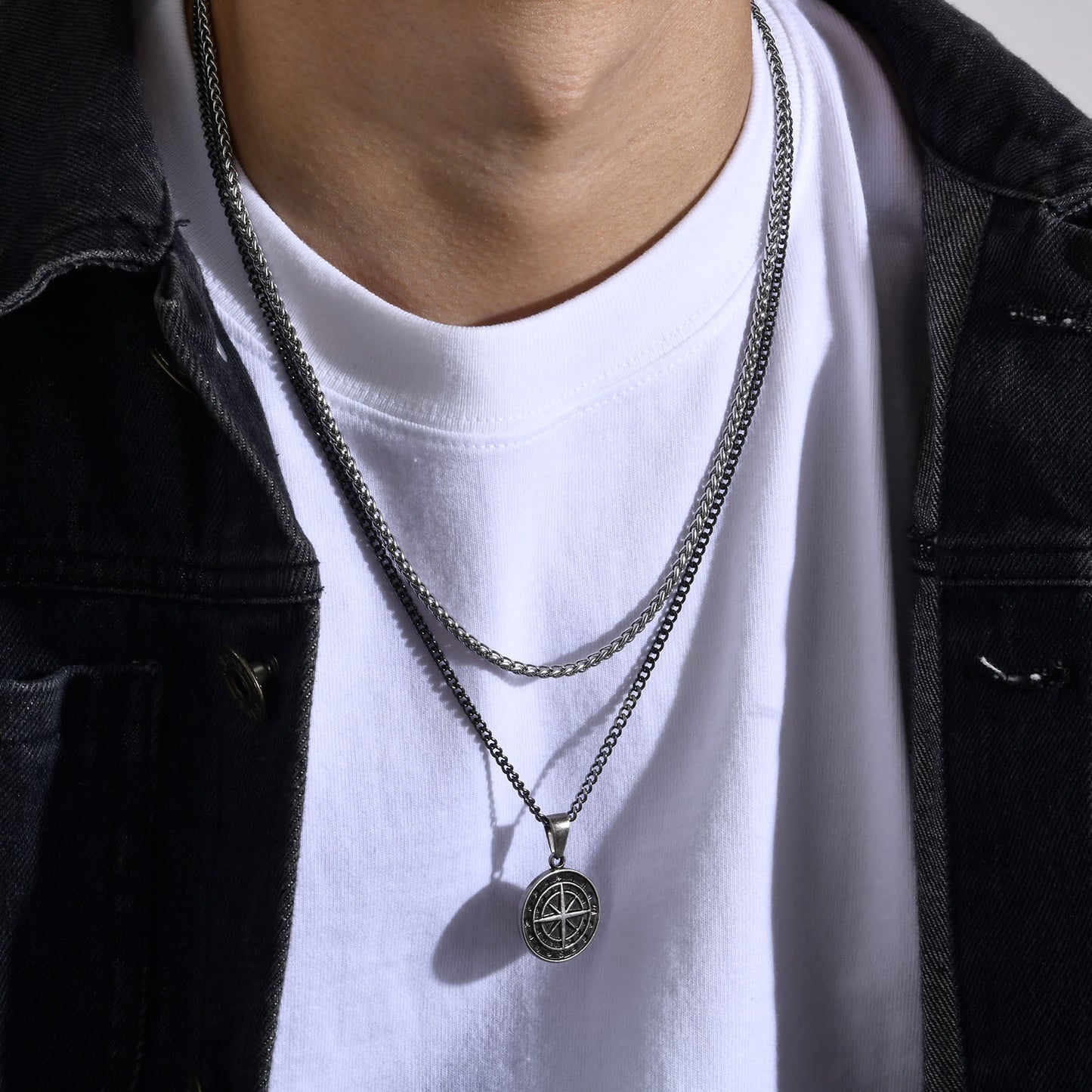 Hip-Hop Coin Titanium Steel Pendant Necklace
