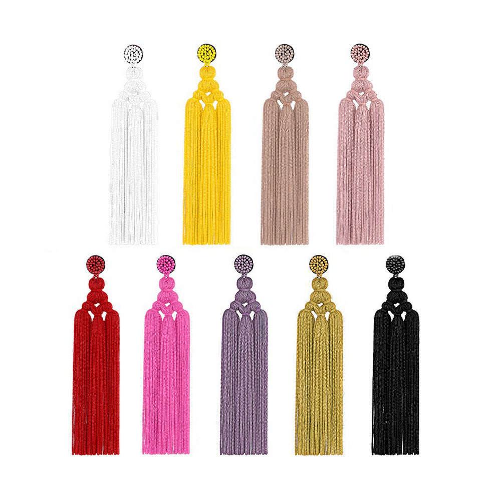 Original Design Tassel Dacron Thread Seed Bead Women's Drop Earrings