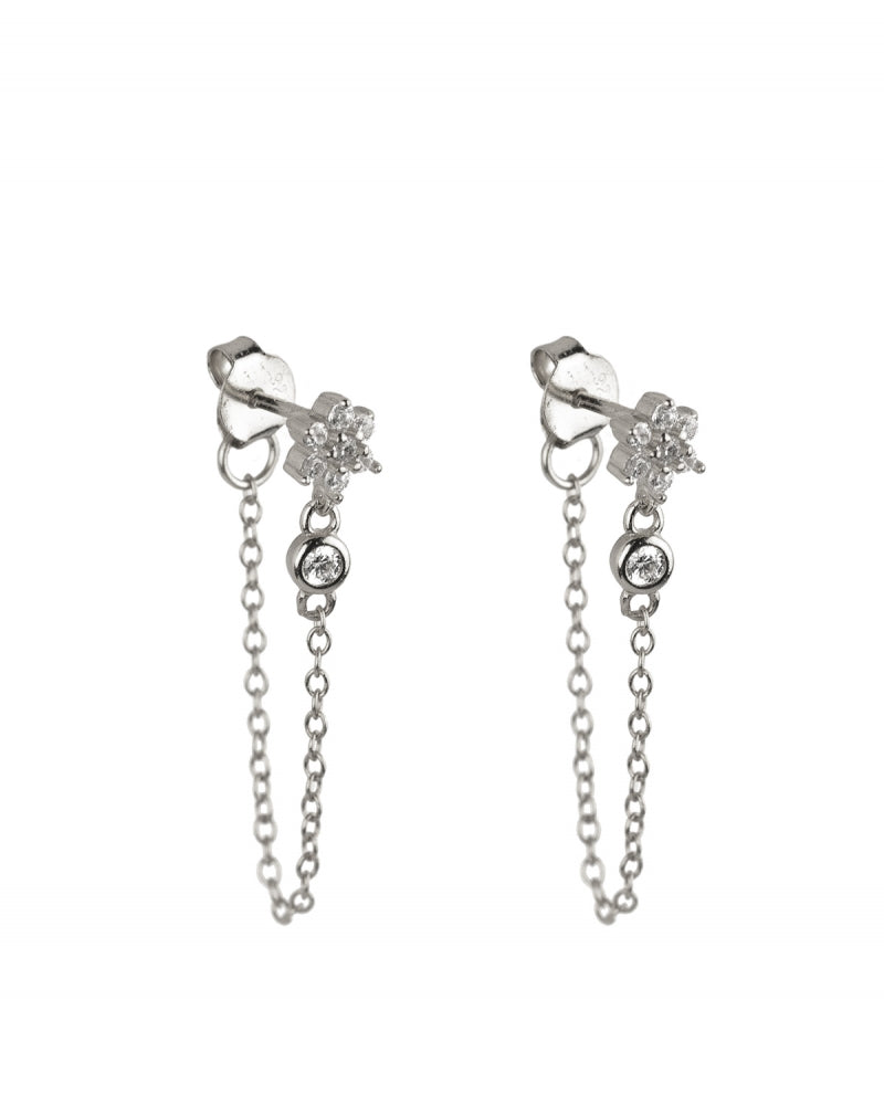 Fashion Flower Copper Zircon Dangling Earrings