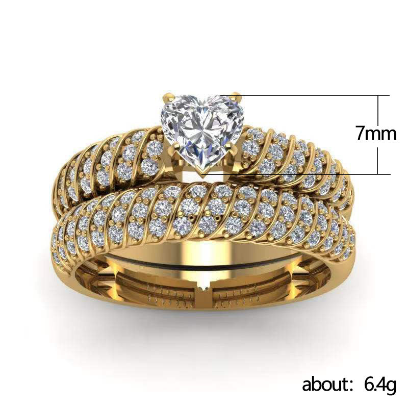 Pieces Fashion Round Alloy Inlay Rhinestones Couple Rings