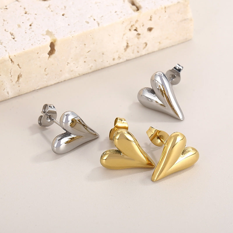 Fashion σκουλαρίκια σε σχήμα καρδιάς από ατσάλι