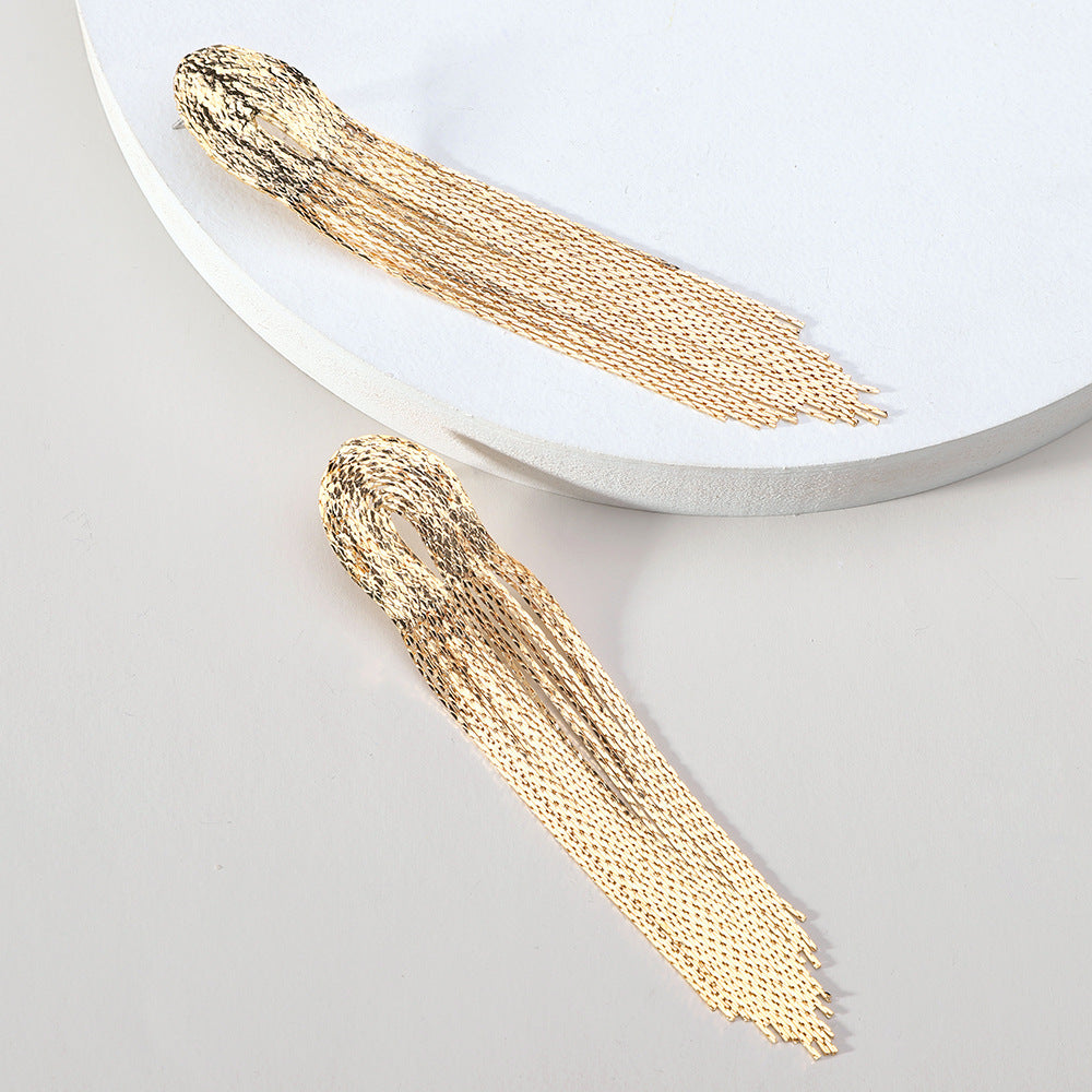 Simple Style Solid Color Alloy Tassel Women'S Earrings