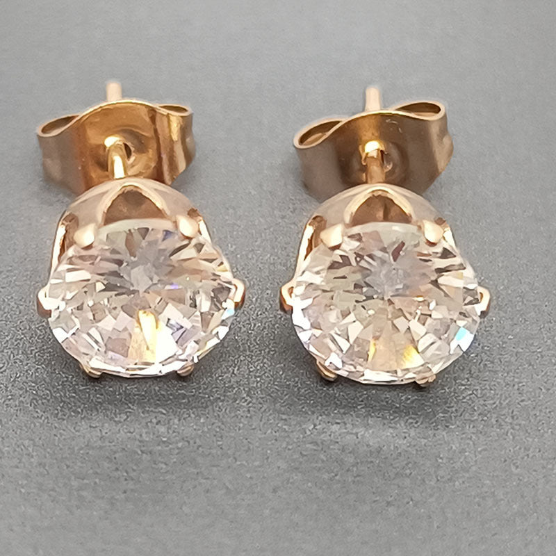 Basic Geometric Plating Titanium Steel Zircon Ear Studs