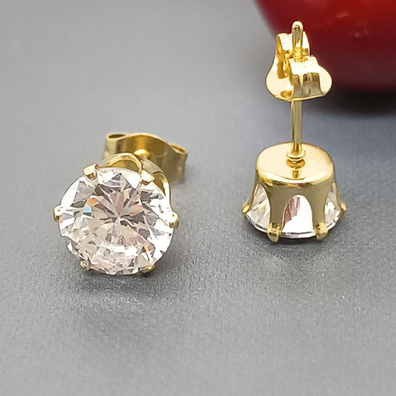 Basic Geometric Plating Titanium Steel Zircon Ear Studs