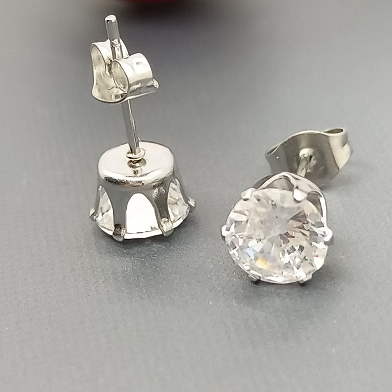 Basic Geometric Plating Titanium Steel Zircon Ear Studs